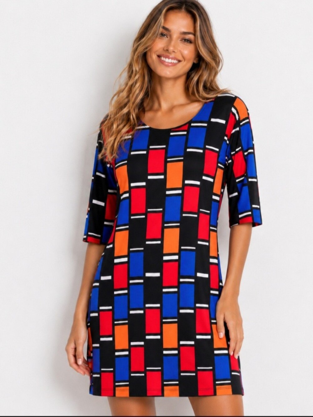 Banana Republic Blue Red Orange Geometric Swim Cover-Up